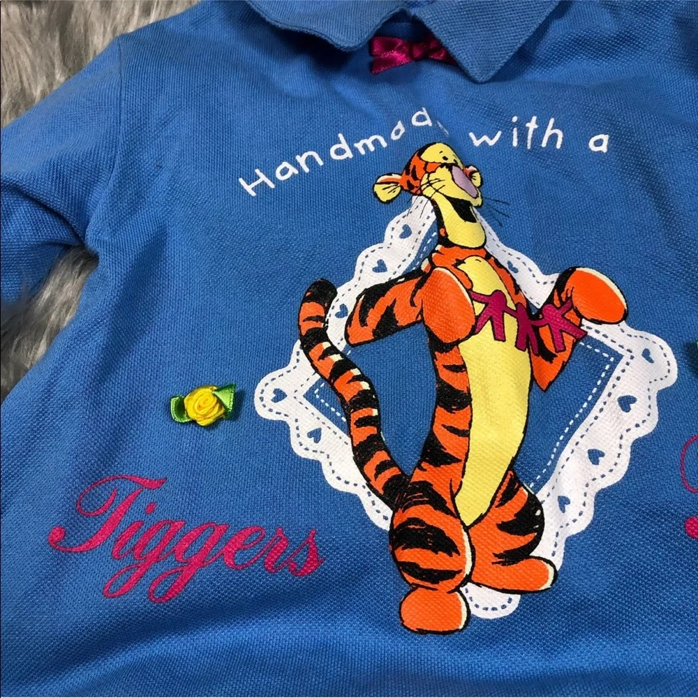 Vintage Disney Tigger Winnie The Pooh Blue Baby Girls Outfit Set